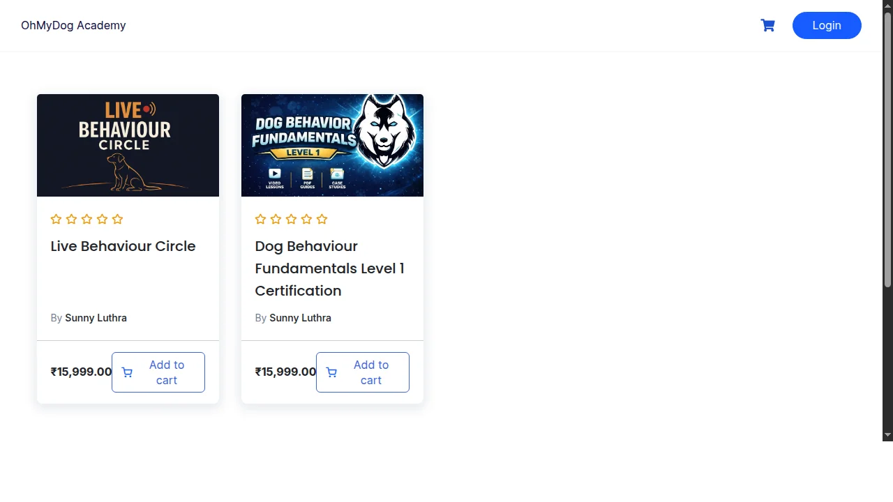 OhMyDog Academy interface
